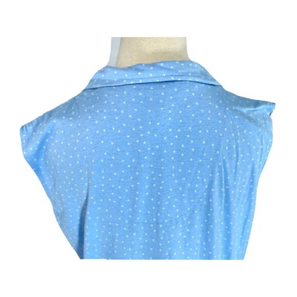 PajamaGrams Womens 100% Cotton Sleeveless Long Nightgown Sz Large Blue Polkadot - Picture 9 of 12